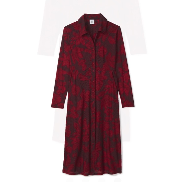 NWOT Cabi Shirt Dress size Small style #4392 red floral mesh - Picture 2 of 5